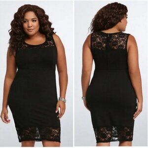 Torrid  Lace Inset Bodycon sleeveless Little Black Dress